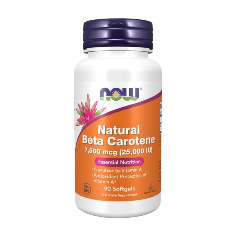 Beta-carotene naturale NOW, 7.500 µg (90 capsule molli)