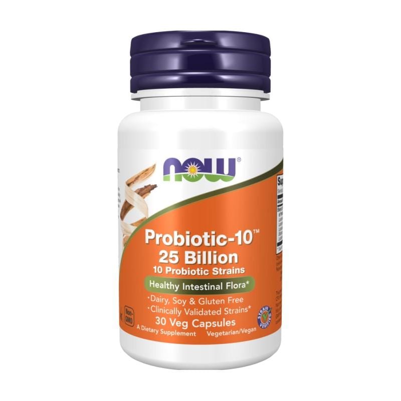 Probiotici-10 con 25 miliardi di batteri benefici NOW, 160 mg (30 capsule)