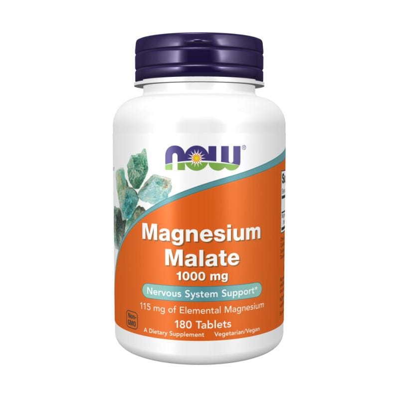 Malato di magnesio NOW, 1000 mg (180 compresse)