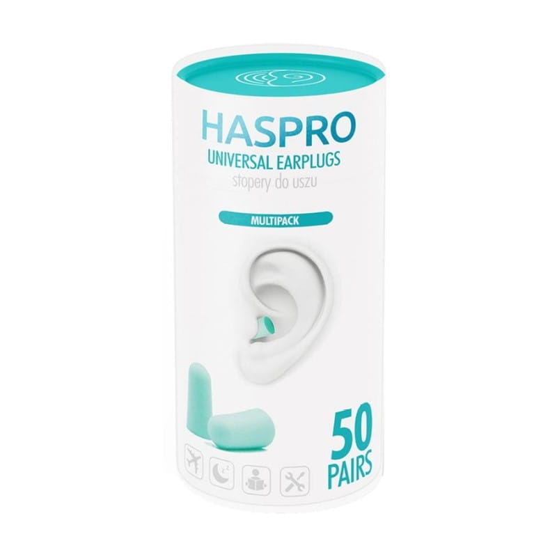 Tappi per orecchie in schiuma Tube50 - colore menta, Haspro (100 pezzi)