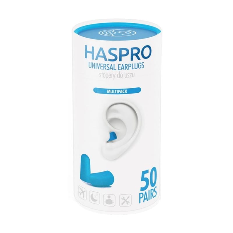Tappi per le orecchie in schiuma Tube50 - colore blu, Haspro (100 pezzi)