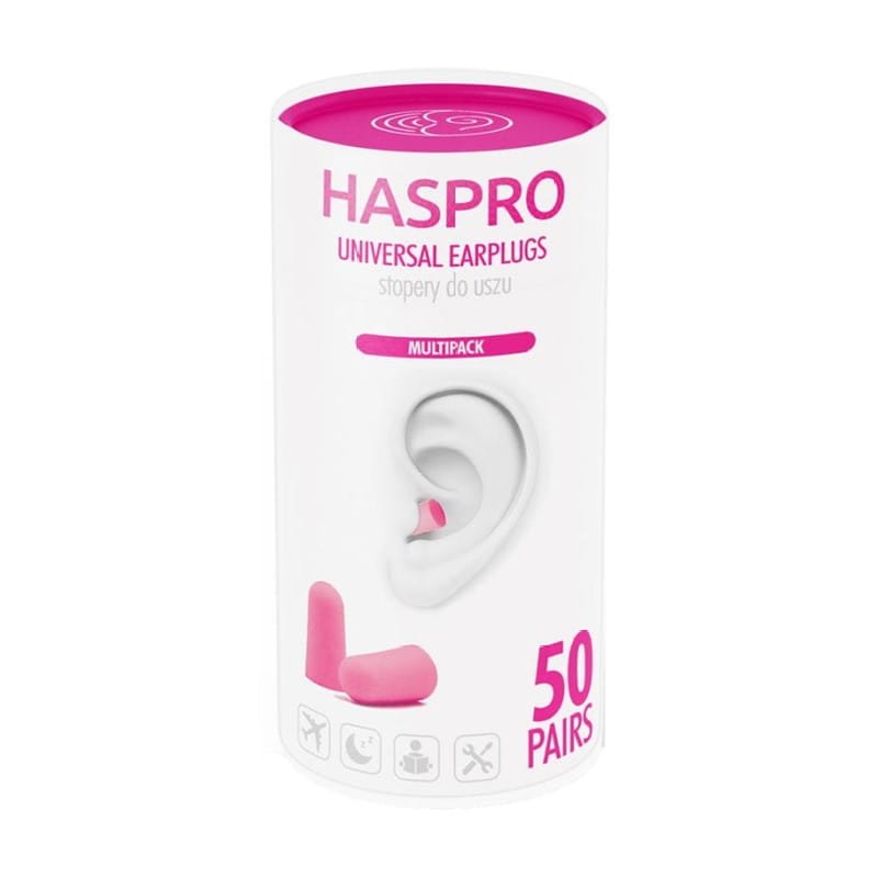 Tappi per orecchie in schiuma Tube50 - colore rosa, Haspro (100 pezzi)
