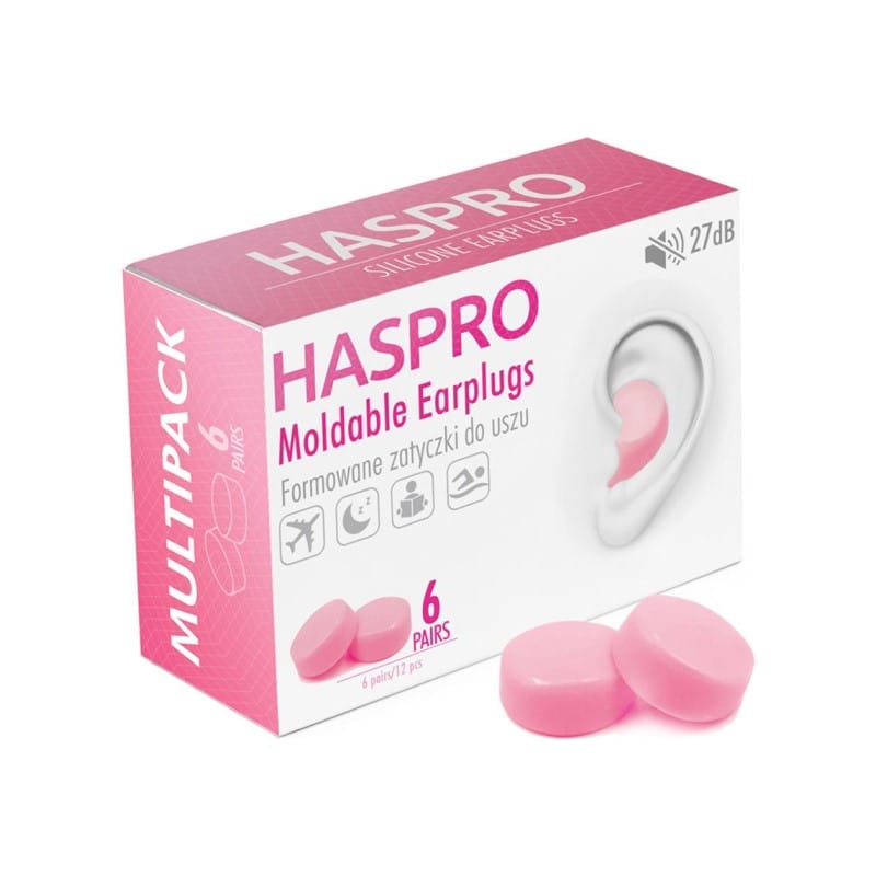 Tappi per le orecchie in silicone Mold6 - colore rosa Haspro (12 pezzi)
