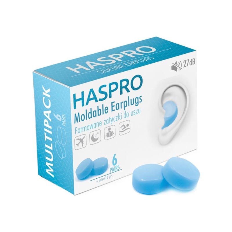 Tappi per le orecchie in silicone Mold6 - colore blu Haspro (12 pezzi)
