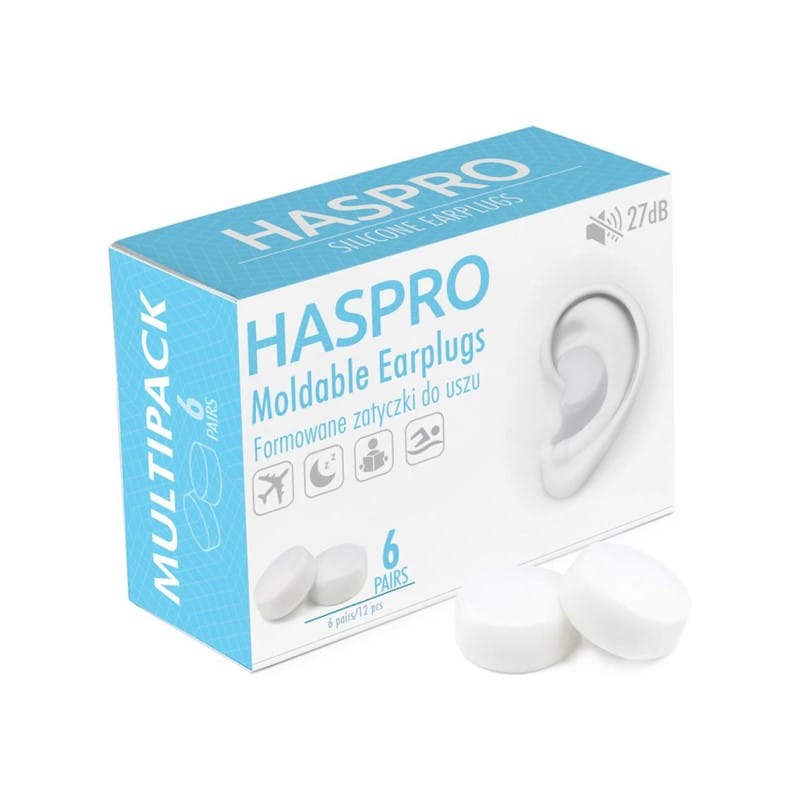 Tappi per le orecchie in silicone Mold6 - colore bianco Haspro (12 pezzi)