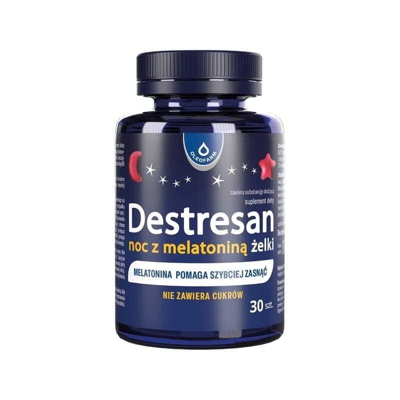 Complesso per favorire l'addormentamento con melatonina Destresan, Oleofarm (30 caramelle gommose)