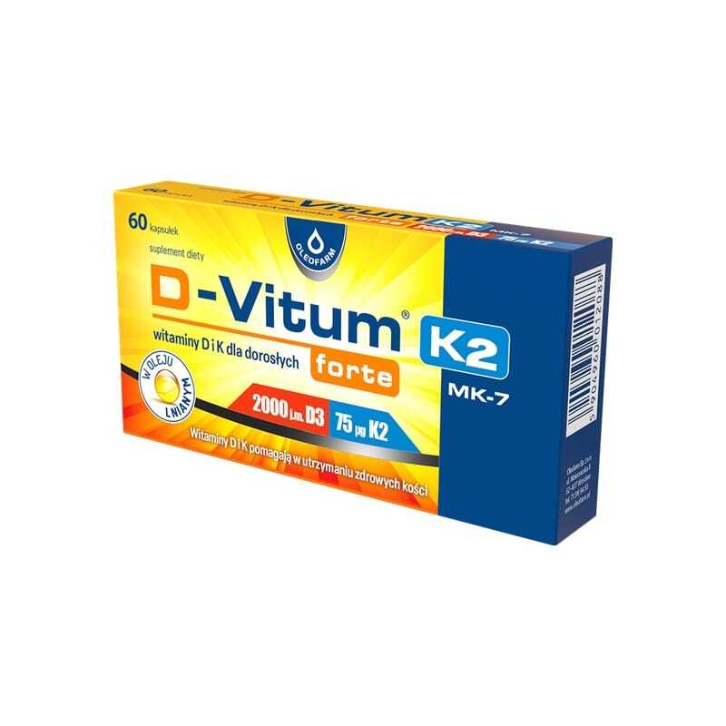 Vitamina D3 2000 UI e K2 MK-7 D-Vitum Forte Oleofarm (60 capsule)