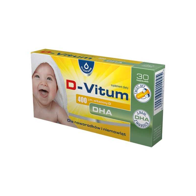 Vitamina D3 400 UI e DHA per neonati e bambini D-Vitum Oleofarm (30 capsule twist-off)